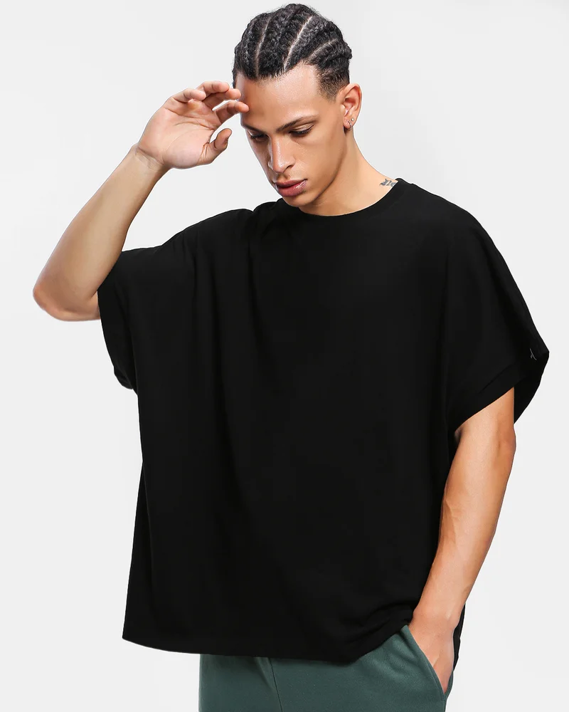 بيواكوف Men's Black Super Loose Fit Vest